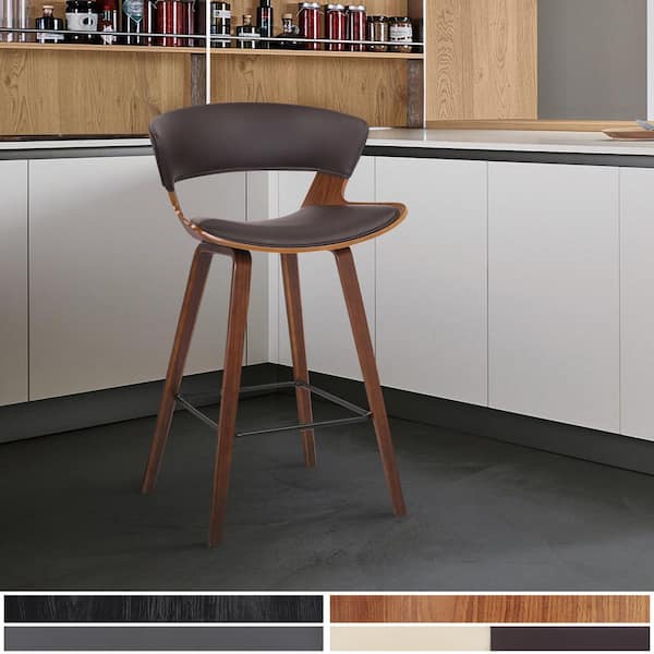 Armen Living Jagger Modern 26 in. Wood and Faux Leather Counter Height Bar Stool