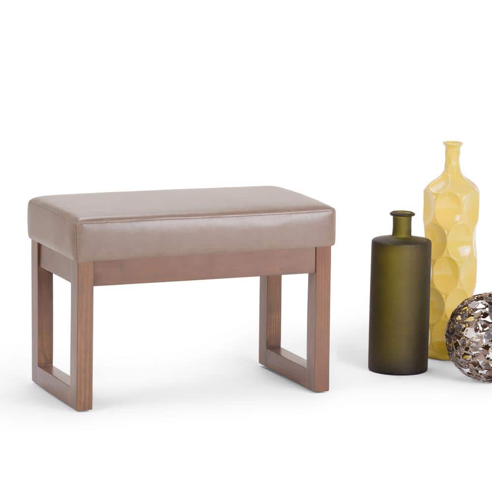 Modern Driftwood Wood Entryway Bench Ottoman - 26" Wide
