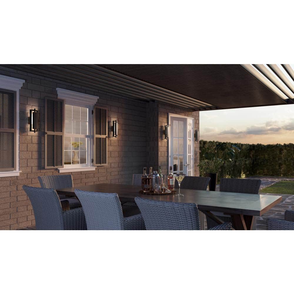 Matte Black Geometric LED Outdoor Wall Lantern
