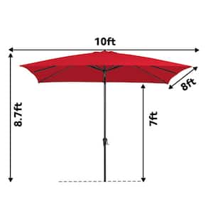 8 ft. x 10 ft. Steel Rectangular Market Umbrella in Red