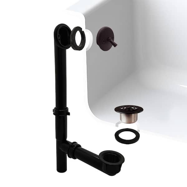 1-1/2 in. x 14 in. Black Poly Bath Waste & Overflow with Trip Lever and Beehive Strainer Drain, Oil Rubbed Bronze