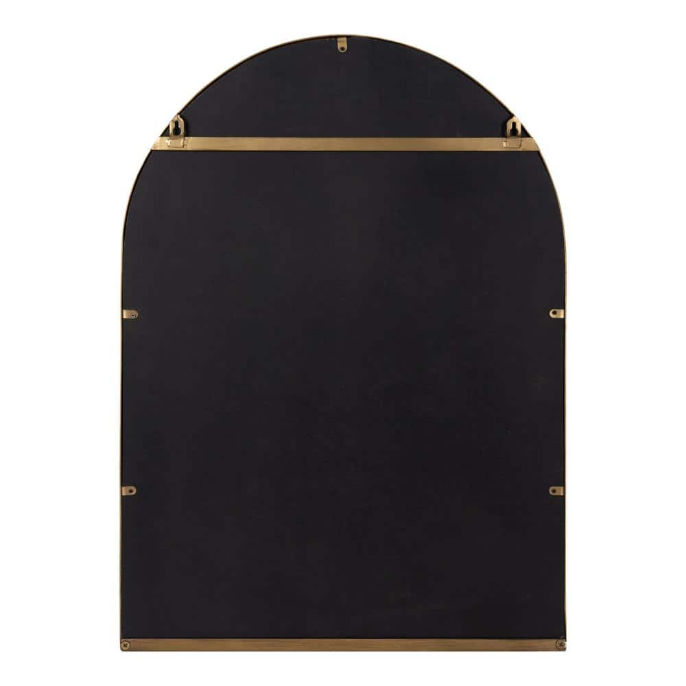 Gold Arched Metal Wall Mirror with Shelf
