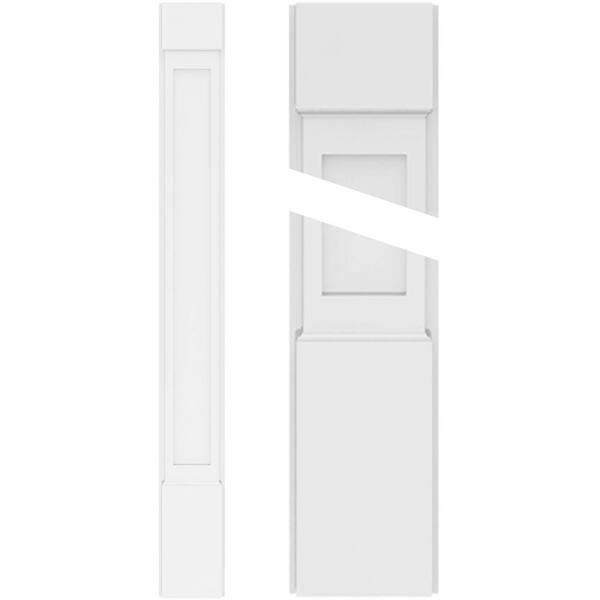 Ekena Millwork 2 in. x 8 in. x 102 in. Flat Panel PVC Pilaster with Standard Capital and Base (Pair)