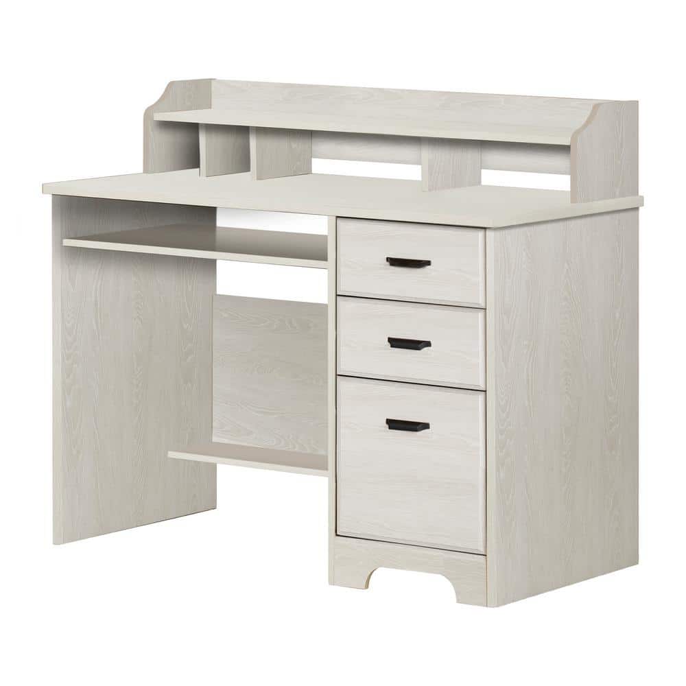 Winter Oak Traditional Computer Desk with Hutch and Drawers