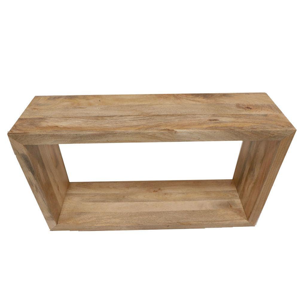 Natural Brown Mango Wood 52" Console Table with Storage Shelf