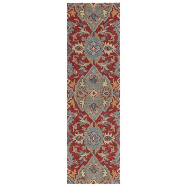 SAFAVIEH Heritage 2 ft. x 8 ft. Red/Green Ornate Geometric Runner Rug ...