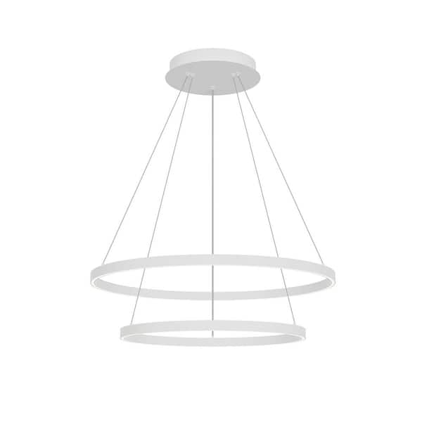 Cerchio 32 in. 2-Light 113-Watt White Integrated LED Chandelier
