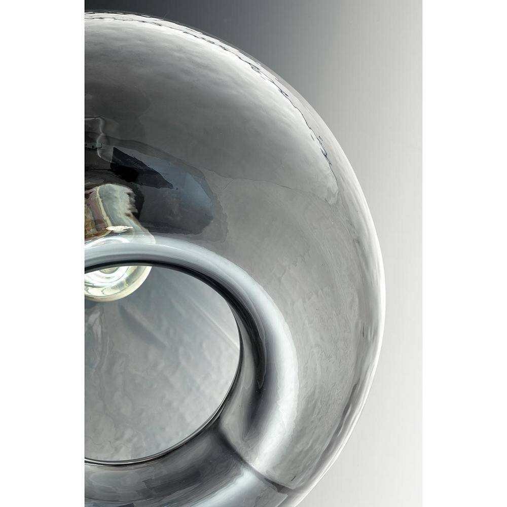 Graphite Smoked Glass Single Light Pendant with Bronze Accents