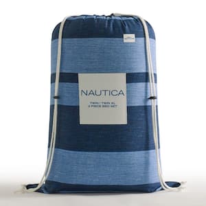 Longpoint 3-Piece Navy Blue Striped Cotton Comforter Set