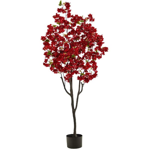 HOME IMPORTS EMPORIUM 6 ft. Artificial Cherry Blossom Tree in Black Pot, Artificial Indoor Home Decor Plant