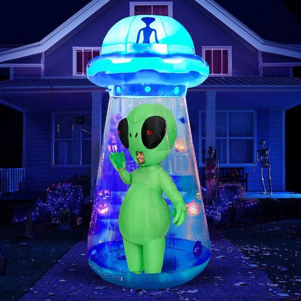 Joyfy 9 Ft. LED Halloween Blue UFO Inflatable 31980-B - The Home Depot