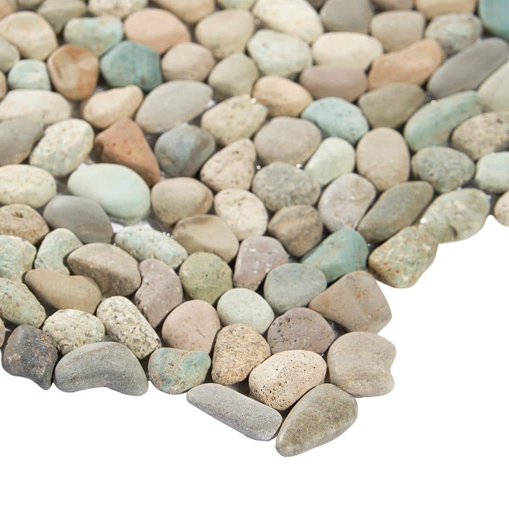 Natural Multicolor Slate Pebble Mosaic Tile for Indoor/Outdoor