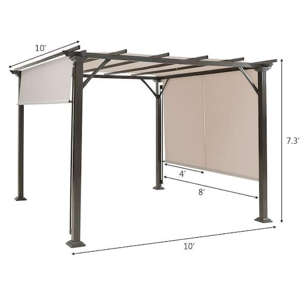 10 ft. x 10 ft. Metal Frame Patio Gazebos in Beige WF-OP70482BE+ - The Home  Depot