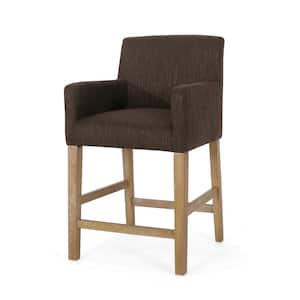 Deville 26 in. Brown and Weathered Brown Wood Bar Stool