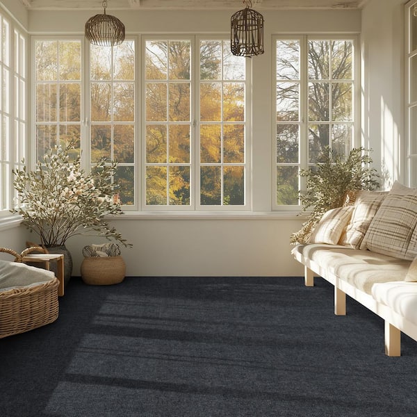 Canyon Wide Rib - Gray Commercial/Residential 18 x 18 in. Peel and Stick Carpet Tile Square (22.5 sq. ft.)