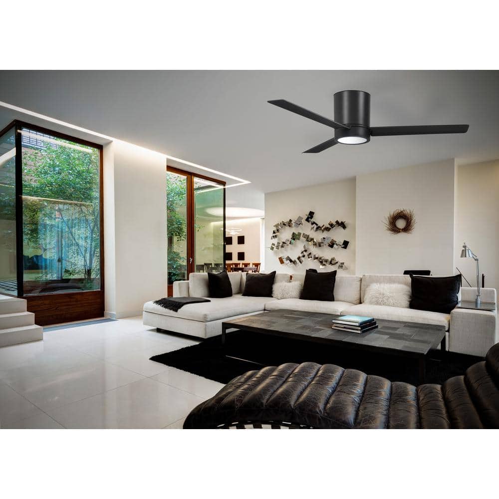 52'' Black Low Profile LED Ceiling Fan with Remote
