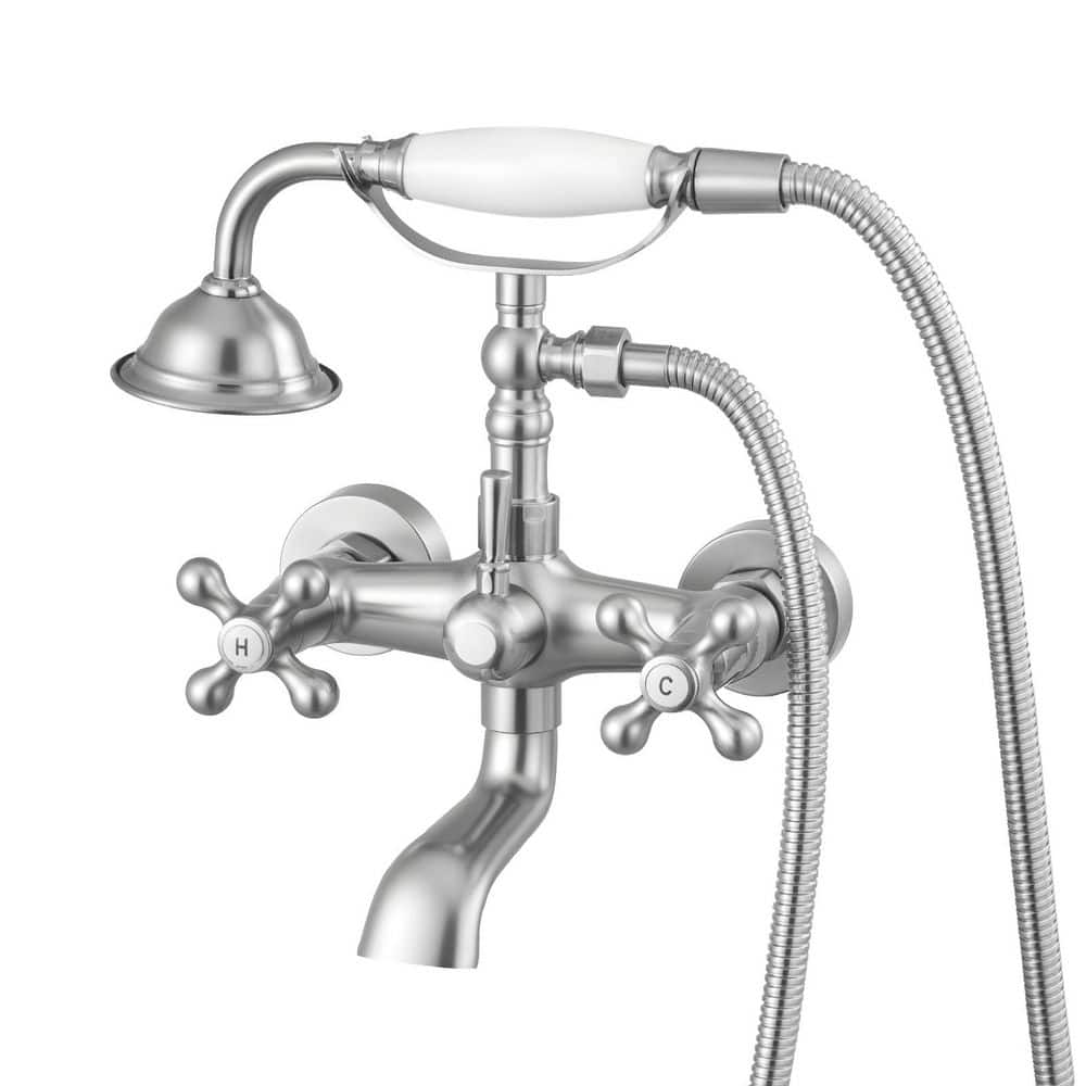 Clawfoot Tub Faucet, Wall Mount Bathtub Faucets, Vintage Brushed Nickel Clawfoot Tub Filler Faucet Shower Kit price history on PriceWatchPro