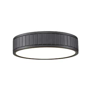 Madison 12.5 in. Matte Black Integrated LED Flush Mount with Frosted Acrylic Shade (1-Pack)