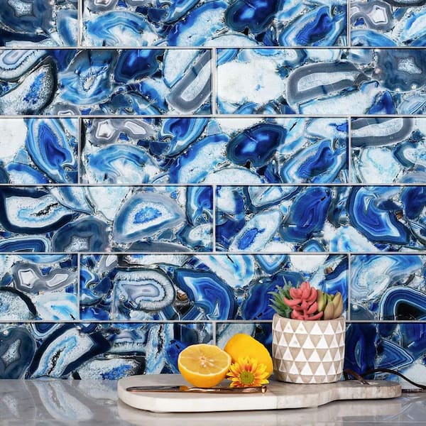 Carnelian 3 in. x 12 in. Blue Glass Glossy Wall and Floor Tile (30 Cases/150 sq. ft./Pallet)