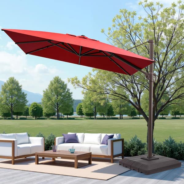 crank tilt 11 foot patio umbrella 11' Octagon Auto Essential Fiberglass Featuring a robust Homsee Three-Tier Patio Umbrella with