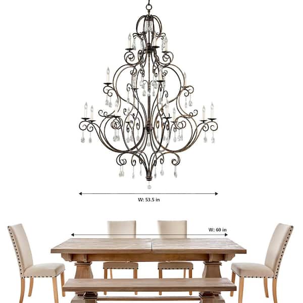 Chateau 16-Light Large Mocha Bronze Classic Crystal Hanging Empire Candlestick Mini-Chandelier