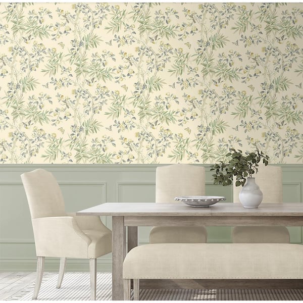 Kimono Vine Putty Vinyl Peel and Stick Wallpaper Roll (Covers 30.75 sq. ft.)