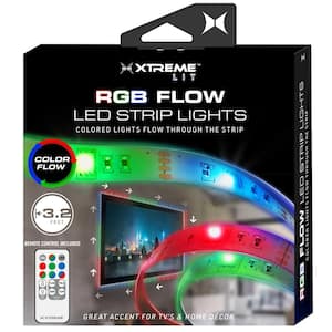 3.2 ft. Color-Changing Flow LED Strip Lights, Flashing Modes, Device Backlighting, Kitchen, Bedroom, Remote Control, USB