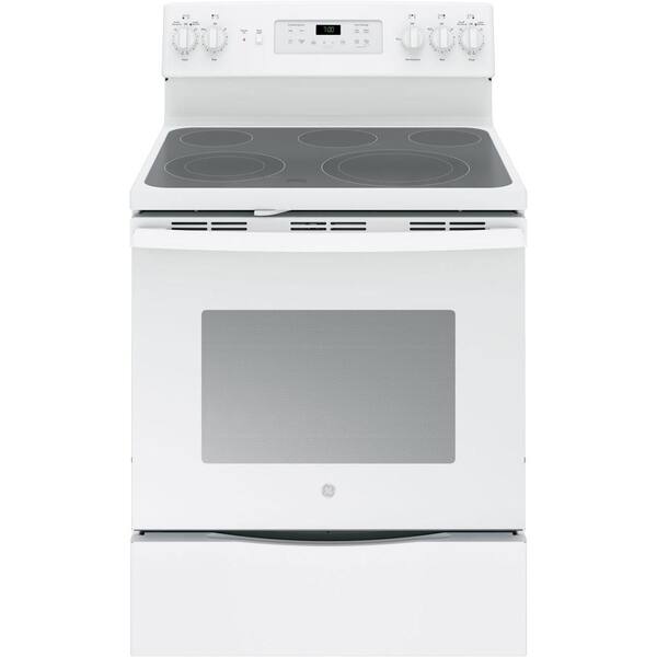 GE 5.3 cu. ft. Electric Range with Self-Cleaning Convection Oven in White