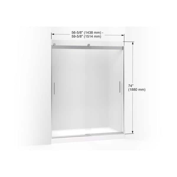 Levity Matte Black Frameless Sliding Shower Door with Frosted Glass