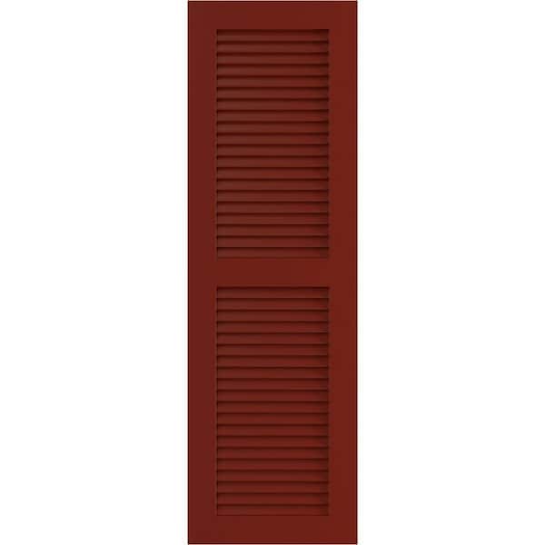 Ekena Millwork 12" x 30" True Fit PVC Two Equal Louver Shutters, Pepper Red (Per Pair)