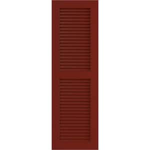 12" x 33" True Fit PVC Two Equal Louver Shutters, Pepper Red (Per Pair)