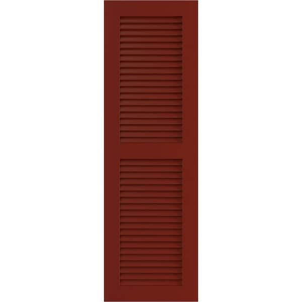 Ekena Millwork 12" x 35" True Fit PVC Two Equal Louver Shutters, Pepper Red (Per Pair)