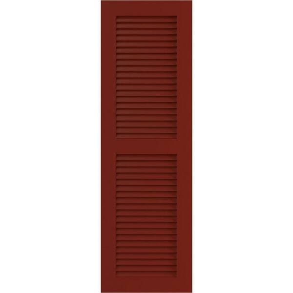 Ekena Millwork 12" x 41" True Fit PVC Two Equal Louver Shutters, Pepper Red (Per Pair)