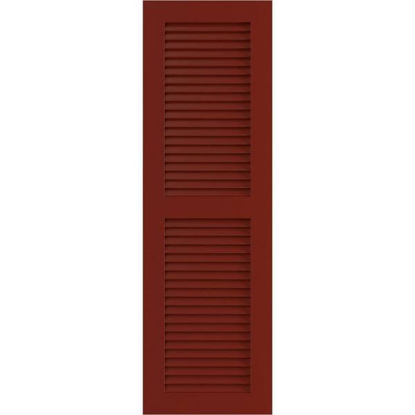 Ekena Millwork 12" x 72" True Fit PVC Two Equal Louver Shutters, Pepper Red (Per Pair)