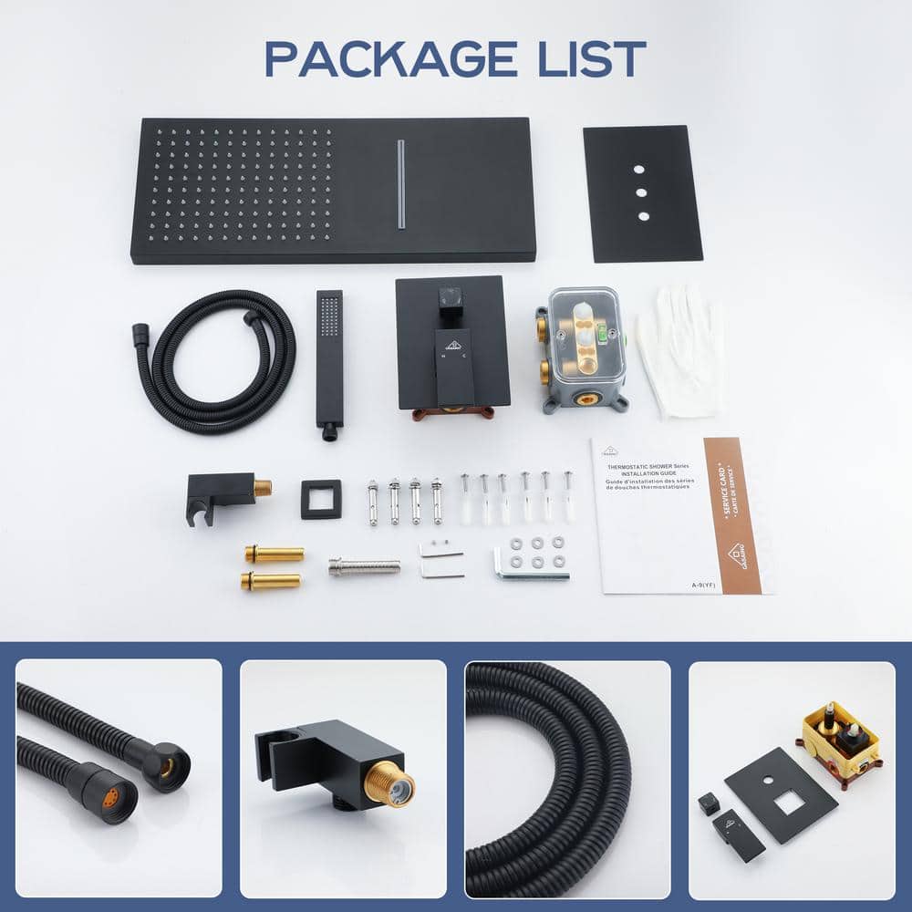 Matte Black Dual-Function Rain Shower System with Handheld Spray