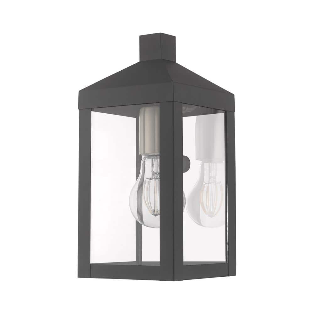 Scandinavian Gray Clear Glass Outdoor Wall Lantern Sconce