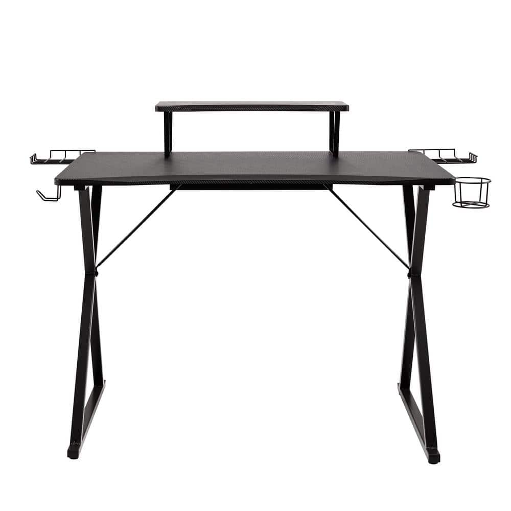 AeroDynamic 46" Black Gaming Desk with Cup Holder & Headphone Hook