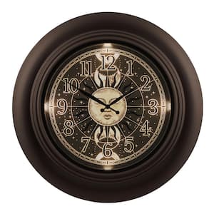 21 In. Indoor/Outdoor Quartz Analog Wall Clock with Sun and Moon Lighted Dial
