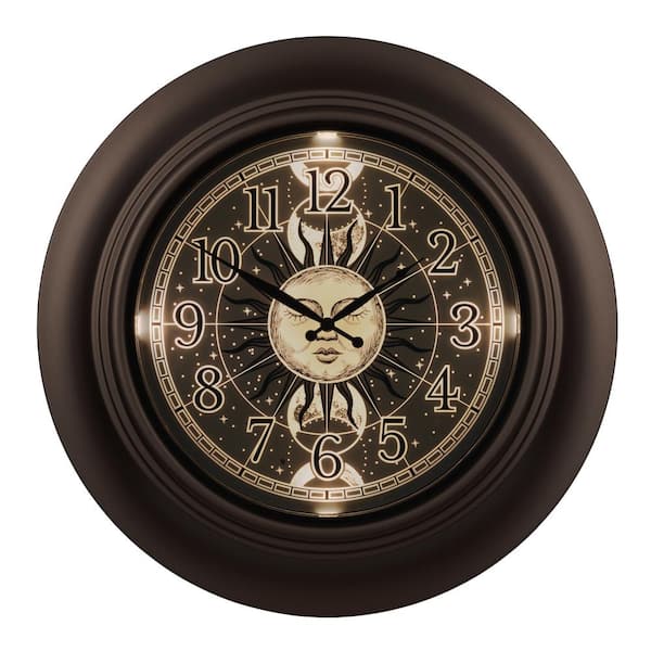 La Crosse 21 In. Indoor/Outdoor Quartz Analog Wall Clock with Sun and Moon Lighted Dial
