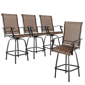 Swivel 4-Piece Metal Outdoor Bar Stool Chair High Bar Stools in Brown