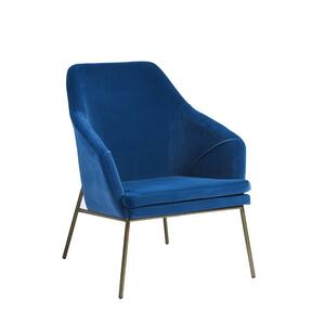 Homy Casa Lowry Blue Velvet Upholstered Arm Accent Chair with Removable ...