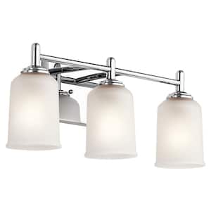 Shailene 21 in. 3-Light Chrome Traditional Bathroom Vanity Light with Satin Etched Glass