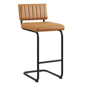 Parity Faux Leather 28 in. Black Tan High Back Metal Bar Stool Counter Stool with Upholstery Seat 2 (Set of Included)