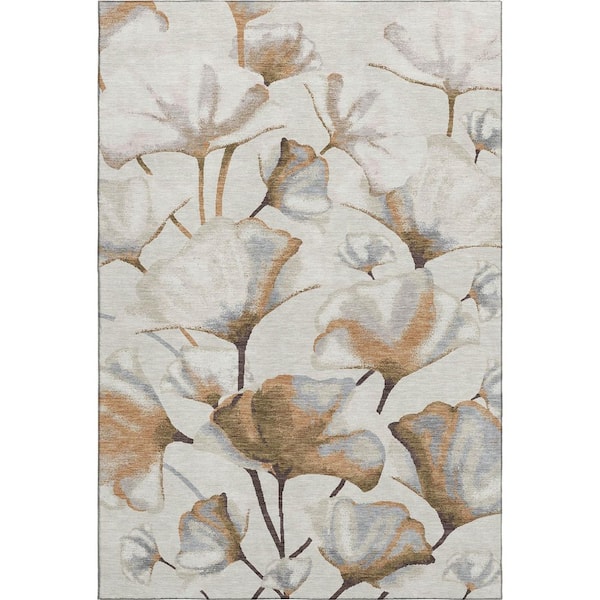 Mayfield Premium Machine Washable Abstract AMF2405 Copper 3 ft. x 5 ft. Area Rug
