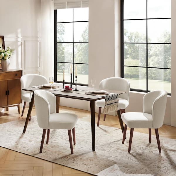 Bblythe Linen Mid-Century Polyester Upholstered Dining Chair Set of 4