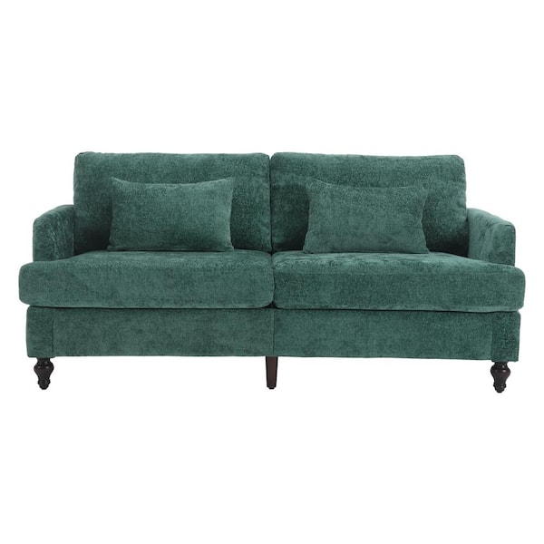 HOMEFUN 69 in. Modern Oversized Emerald Chenille Wood Frame Upholstered 2-Seater Loveseat