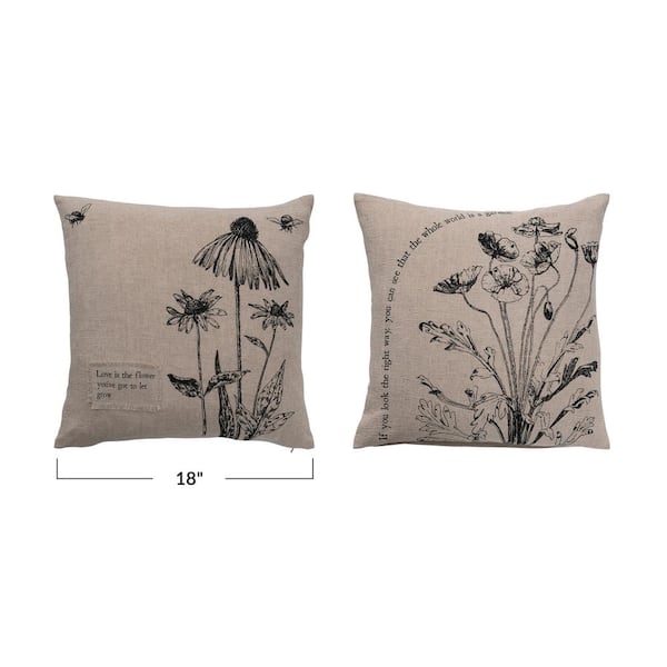 Black floral 2024 throw pillow