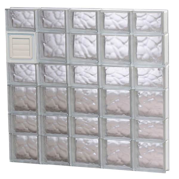 Clearly Secure 38.75 in. x 40.5 in. x 3.125 in. Frameless Wave Pattern Glass Block Window with Dryer Vent