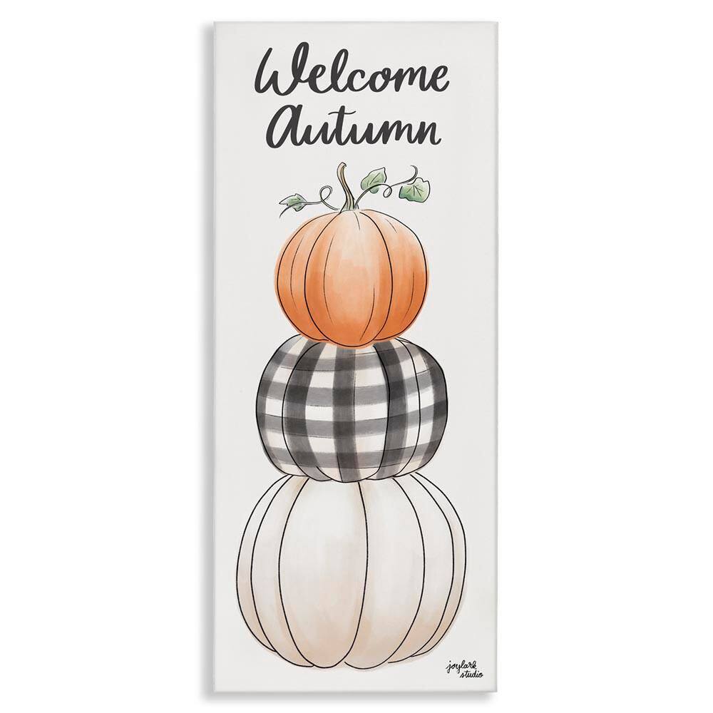 Welcome Autumn Seasonal Tartan Pumpkin Patterns by Jess Baskin Unframed Graphic Typography Art Print 40 in. x 17 in. price history on PriceWatchPro