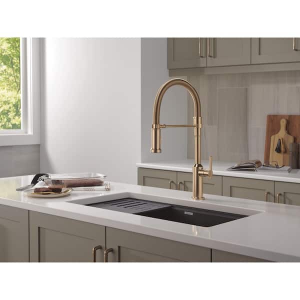 Delta Cordova Spring Spout Gold Champagne Bronze 21 in. H Pull